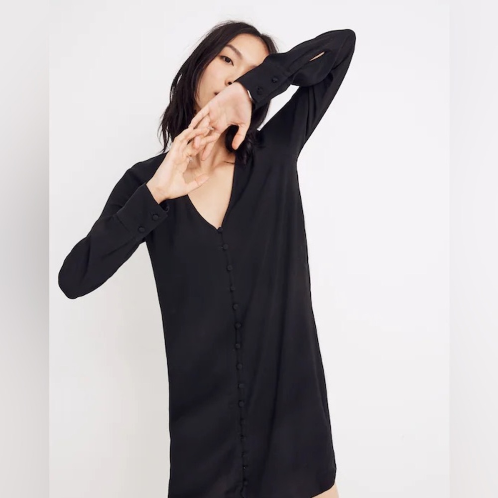 Madewell Heather Long-Sleeve Button-Front Dress